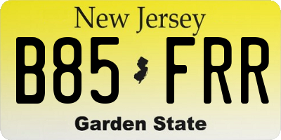 NJ license plate B85FRR