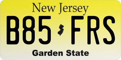 NJ license plate B85FRS