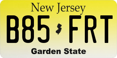 NJ license plate B85FRT