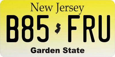 NJ license plate B85FRU