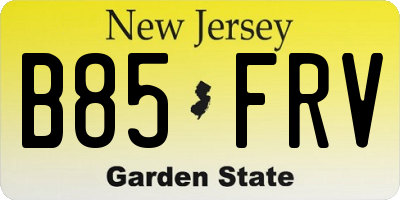 NJ license plate B85FRV