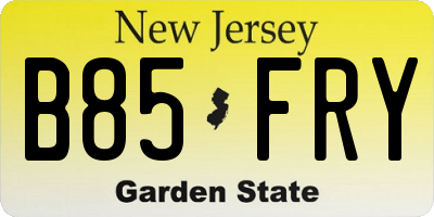 NJ license plate B85FRY