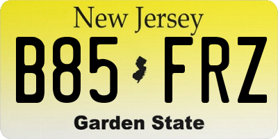 NJ license plate B85FRZ