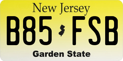 NJ license plate B85FSB