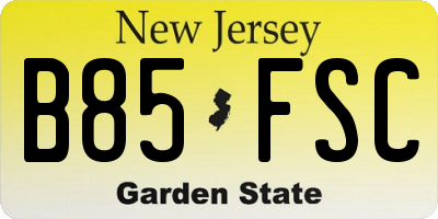 NJ license plate B85FSC