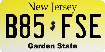 NJ license plate B85FSE