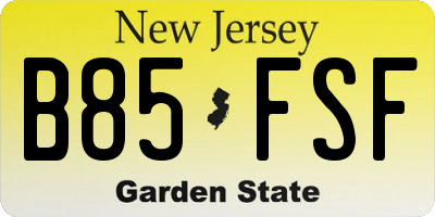 NJ license plate B85FSF