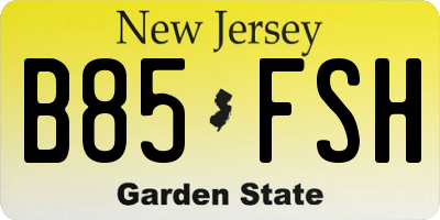 NJ license plate B85FSH