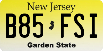 NJ license plate B85FSI