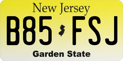 NJ license plate B85FSJ