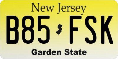 NJ license plate B85FSK