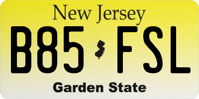 NJ license plate B85FSL