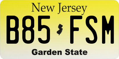 NJ license plate B85FSM