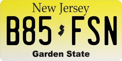 NJ license plate B85FSN