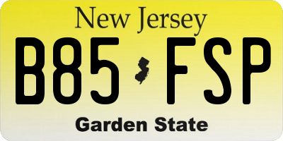 NJ license plate B85FSP