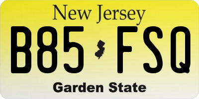 NJ license plate B85FSQ