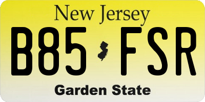 NJ license plate B85FSR