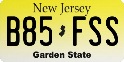 NJ license plate B85FSS