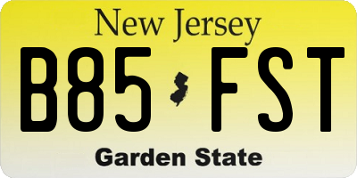 NJ license plate B85FST
