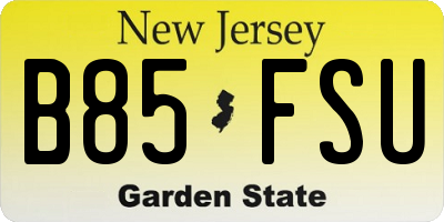 NJ license plate B85FSU