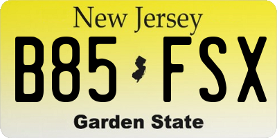 NJ license plate B85FSX
