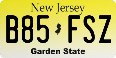 NJ license plate B85FSZ
