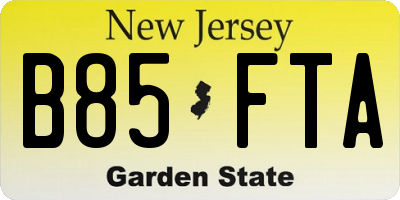 NJ license plate B85FTA