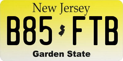 NJ license plate B85FTB