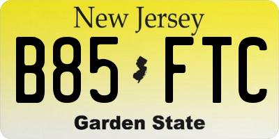 NJ license plate B85FTC