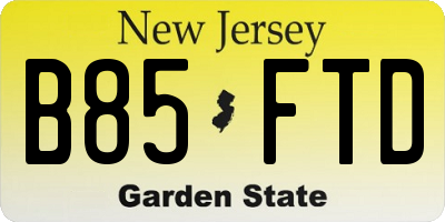 NJ license plate B85FTD