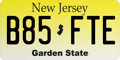 NJ license plate B85FTE