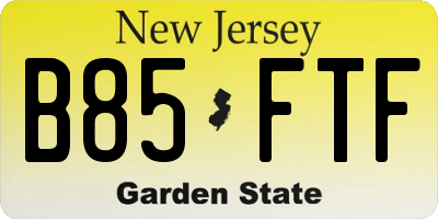 NJ license plate B85FTF