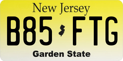 NJ license plate B85FTG
