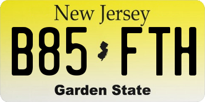 NJ license plate B85FTH