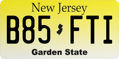 NJ license plate B85FTI
