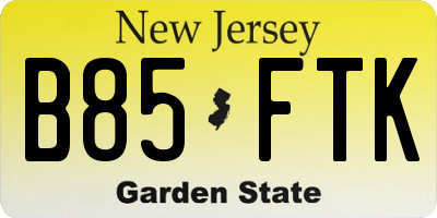 NJ license plate B85FTK