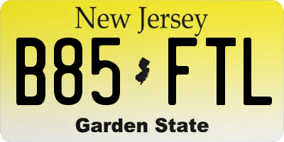 NJ license plate B85FTL