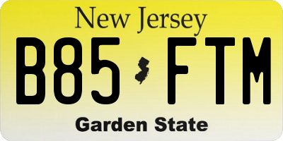 NJ license plate B85FTM