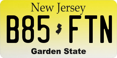 NJ license plate B85FTN