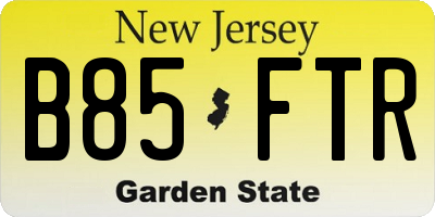 NJ license plate B85FTR