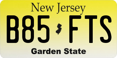 NJ license plate B85FTS