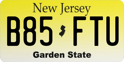 NJ license plate B85FTU