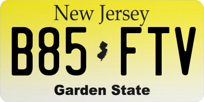 NJ license plate B85FTV