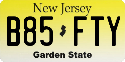 NJ license plate B85FTY