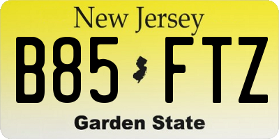 NJ license plate B85FTZ