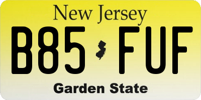NJ license plate B85FUF