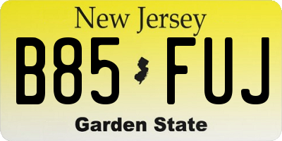 NJ license plate B85FUJ
