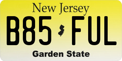 NJ license plate B85FUL
