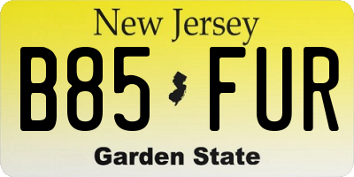 NJ license plate B85FUR
