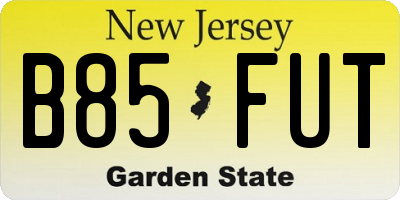 NJ license plate B85FUT